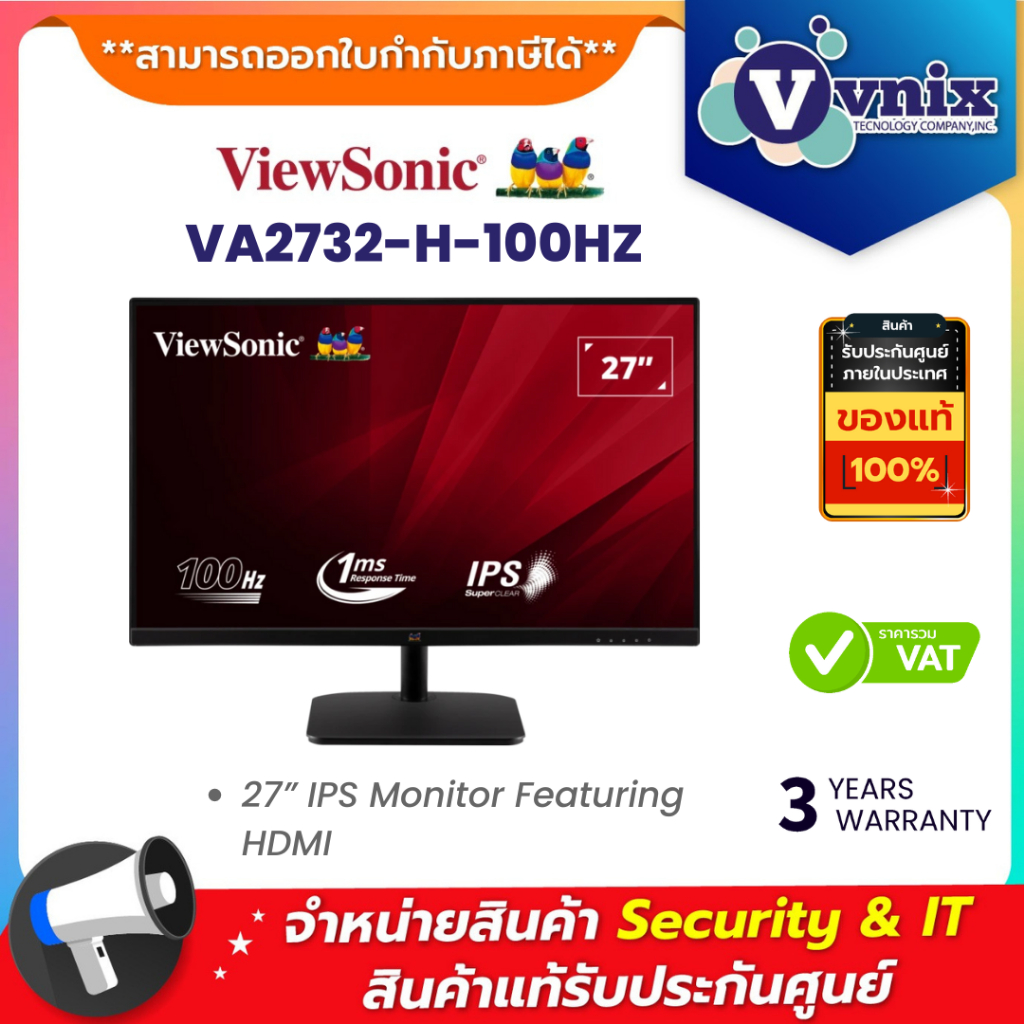 VIEWSONIC VA2732-H-100HZ 27" / IPS FullHD / 5ms/Contrast 50M:1/VGAx1/HDMIx1 By Vnix Group
