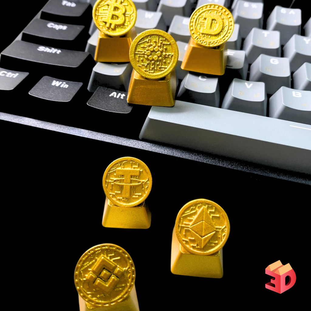 คีย์แคปคริปโทเคอร์เรนซี (Cryptocurrency Keycap) Bitcoin Cardno Dogecoin Ethereum Binance Logo