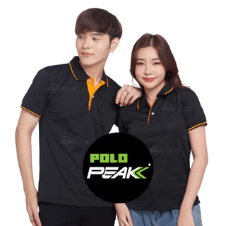 เสื้อโปโลสีดำ ปกริ้วส้ม polopeak