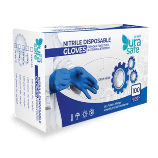 NVB60 ถุงมือไนไตรสีฟ้า พรีเมียม หนา 4.5 มิล หนัก 6 กรัม ยาว 9 นิ้ว (100ชิ้น/กล่อง) แบรนด์ ดูราเซฟ
