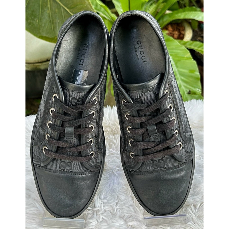 Gucci Black Canvas Sneakers Sz.37 มือสองแบรนด์แท้