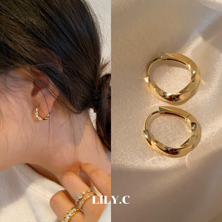 ✅พร้อมส่ง🔥 LILY.C ต่างหูห่วงแบบเกลียวเงิน S925 สไตล์มินิมอล