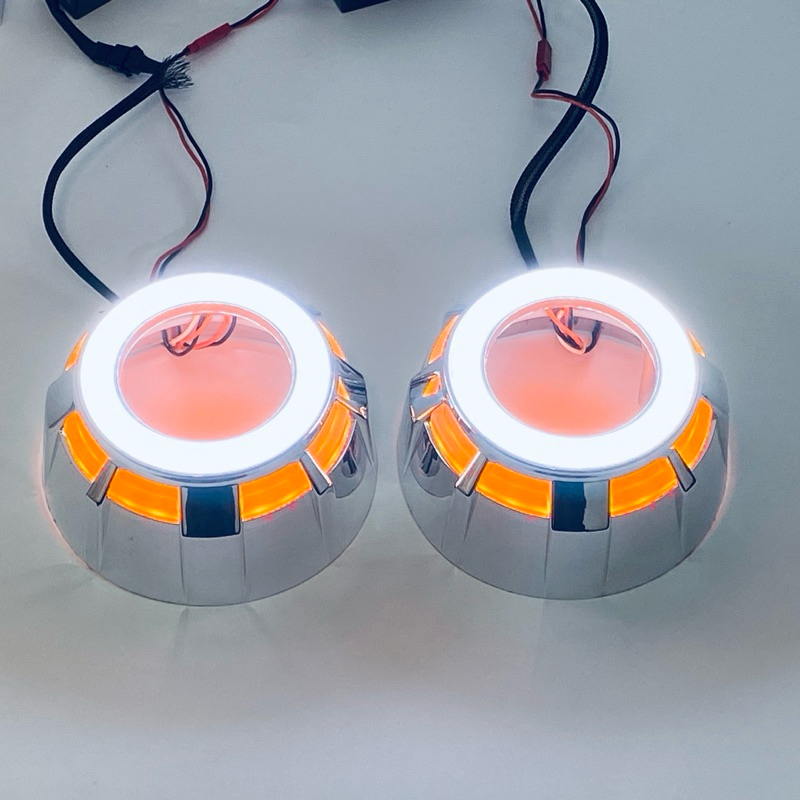 ฝาครอบไฟหน้าโปรเจคเตอร์ Bi LED/Bi Xenon ขนาด 2.5 นิ้ว (ไฟวิ่งกลางวัน + ไฟเลี้ยว)