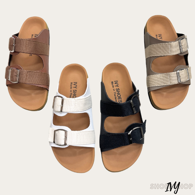 IVY SHOES รองเท้าไบเก้น( size 35-40 ) พื้นนุ่ม สวมเข็มขัด// รุ่นสายผ้า// 2 ตอน// ใส่สบาย รองเท้าแตะ
