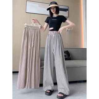 🎀พร้อมส่ง 🎀กางเกงขายาวPolo ผ้านิ่มใส่สบาย ฟรีไซส์ เอวยางยืด โปโล ใส่สบาย กางเกงแฟชั่นลายทาง