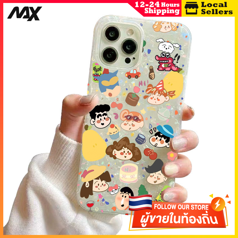 เคสไอโฟน13 กรณีเชลล์รูปแบบกระดาษแข็ง ภาพกลุ่มดินสอสี for IPhone 13 15 7Plus 14 12 11 Pro MAX 8 6 7 6S Plus X XR XS