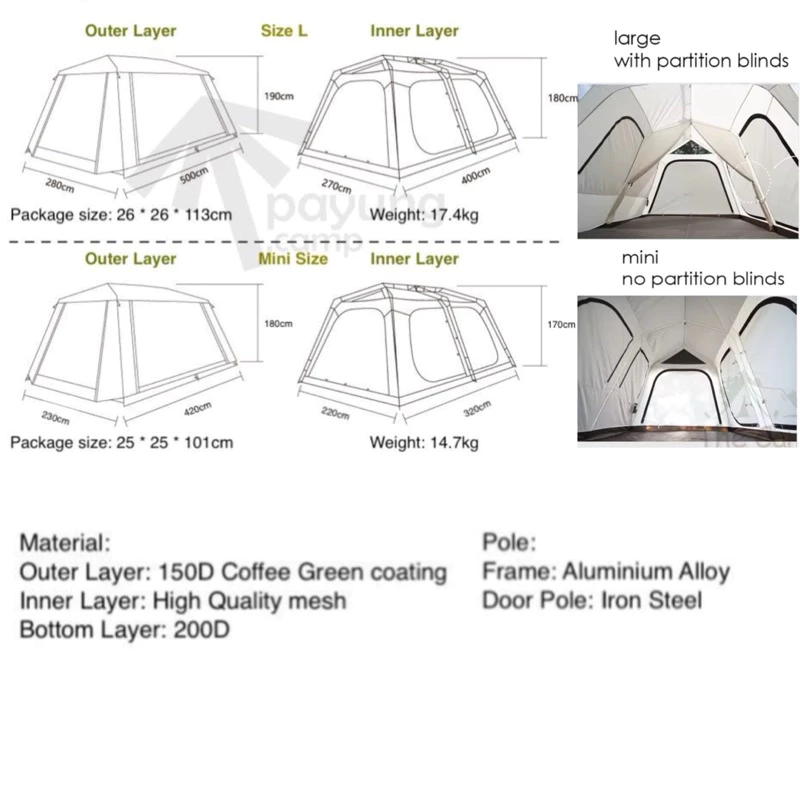 Vidalido Vicore Auto Instant Tent เต็นท์กางอัตโนมัติ ทรง Cabin 4-8 คน thumbnail 10