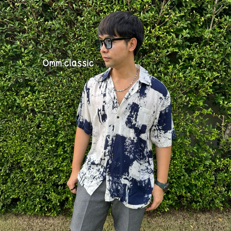 เสื้อฮาวายผ้านิ่ม(สปันเรยอน) หินอ่อนกรม