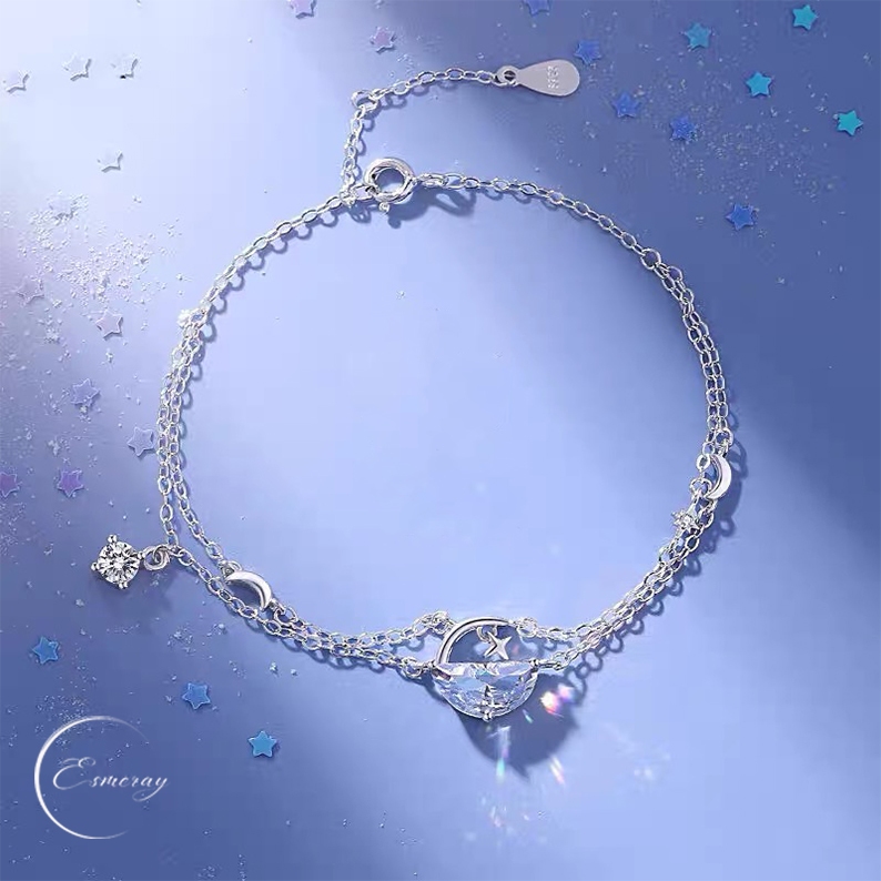 ส่งฟรี! Lune Bracelace สร้อยข้อมือ กำไล เงินแท้ Esmeray พระจันทร์ สายน้ำ สวย น่ารัก ของขวัญ
