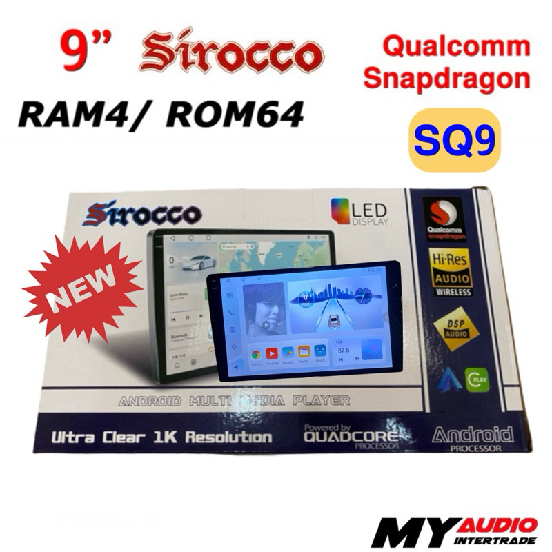 SIROCCO 1 K จอแอนดรอย 9 นิ้ว/ 10” ram 6 rom 128, ram 4/ Rom 64 Android Ver.13 ใส่ซิมได้ Apple CarPlay / Android auto