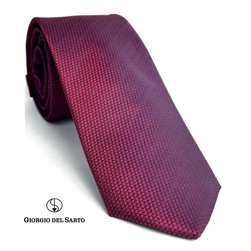 Giorgio Del Sarto Necktie  7.5 cm Red with Fabric Texture เนคไทสีแดงมีเท็กเจอร์