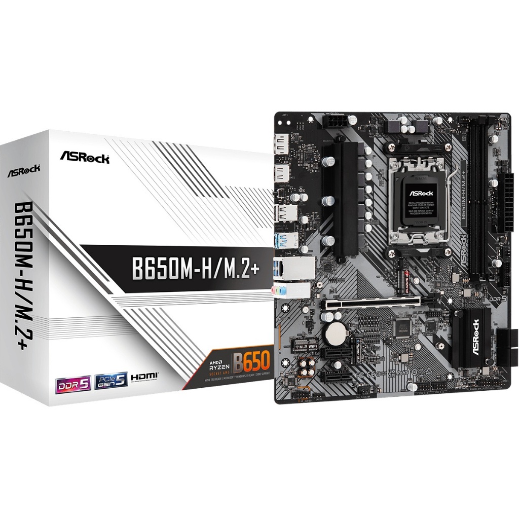 ASRock B650M-H/M.2+ AMD AM5 mATX Motherboard (เมนบอร์ด)