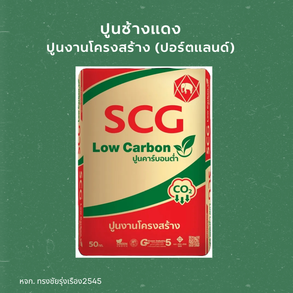ปูนปอร์ตแลนด์ ช้างแดง ใช้ในงานโครงสร้าง แบ่งขาย 1/3/5kg
