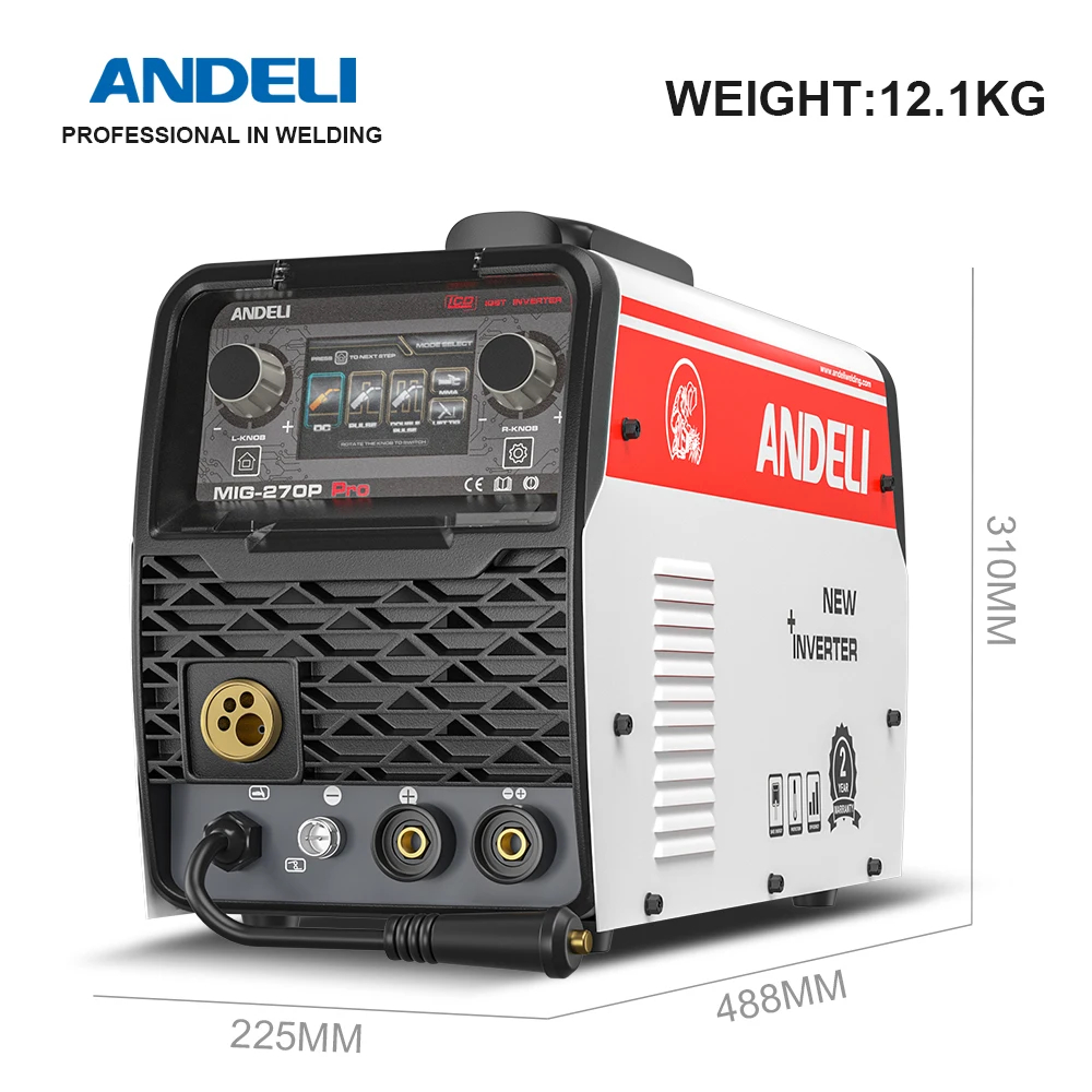 ANDELI MIG-270P PRO ตู้เชื่อม Double Pulse MIG/MMA/TIG จอLCD ใช้ได้ทั้งแก๊สและไม่แก๊ส รับประกัน 2 ปี