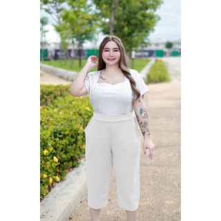(โปรเดือน 8.8.) A1 กางเกงผ้าสาวอวบ กางเกง 5 ส่วนผู้หญิงใส่สบาย เอวยางยืด ไซส์ใหญ่ เสื้อผ้าสำหรับผู้หญิงอ้วน ผ้ายืด