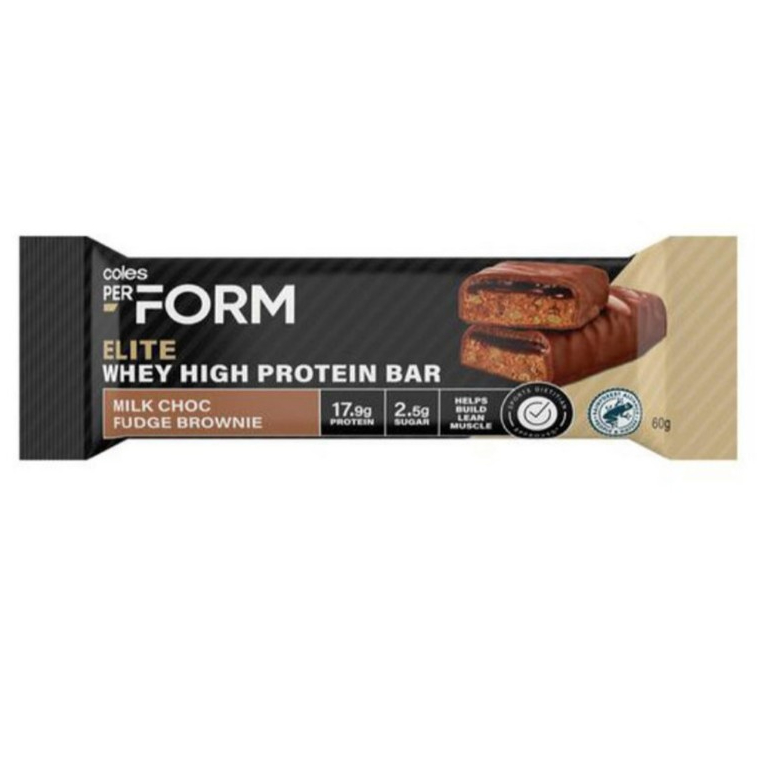 Coles Protein Bar 60g. โคลส์ มิลค์ช็อก ฟัดจ์บราวน์นี่ โปรตีนบาร์