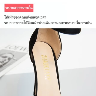 รองเท้าส้นสูง ผู้หญิง รัดข้อเท้าส้นเข็ม แต่งหัวเข็มขัด รองเท้าแตะกันน้ำ วัสดุเกรดดี จัดส่งทั่ว