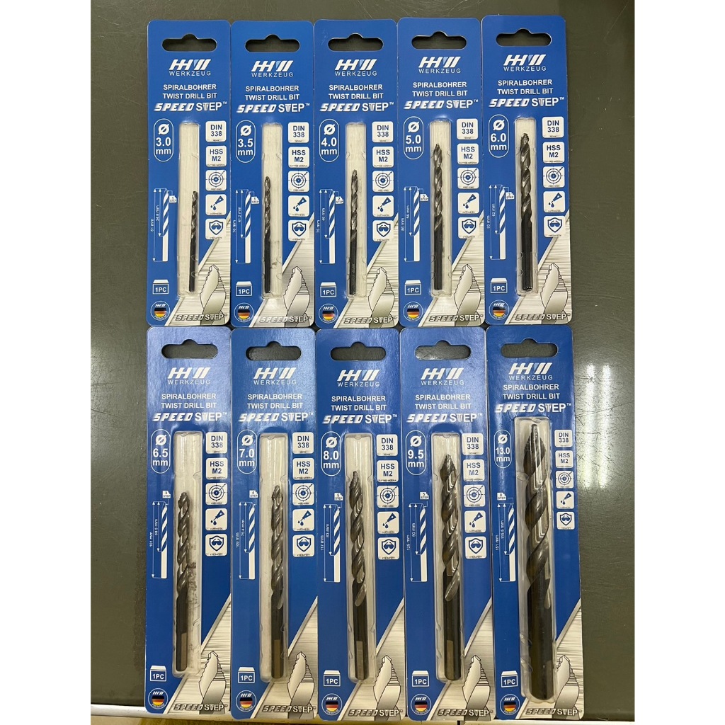 ดอกสว่านสปีดสเต็ป HHW 3-9.5 มิล หัวรูปทรงพิเศษเพื่อการเจาะที่แม่นยำ (Twist Drill BIT SPEED STEP DIN 338 HSS)