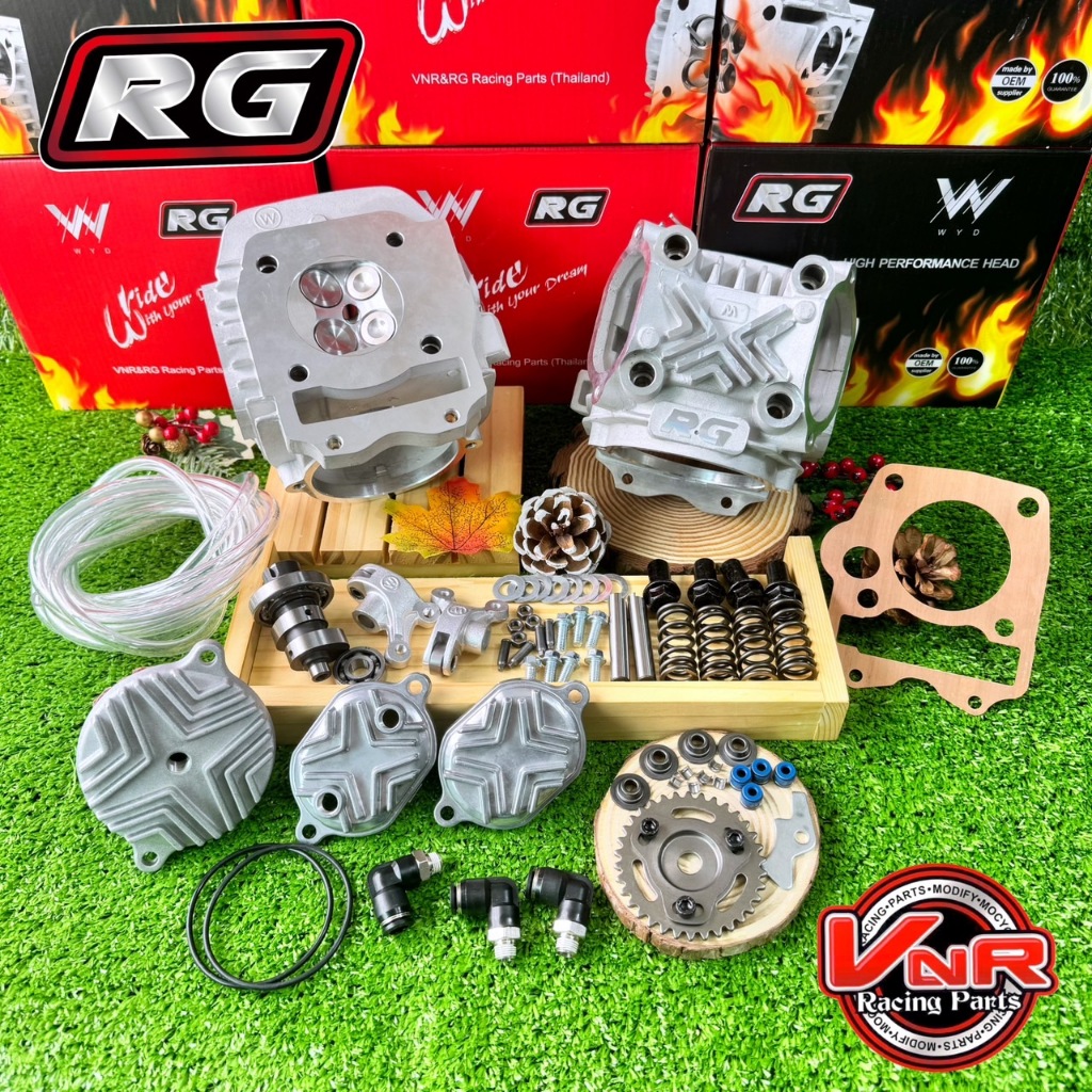 ฝาสูบ4วาล์วWAVE125 ทุกรุ่น พร้อมอุปกรณ์ ขนาดวาล์ว18/21 19/22 21/24 เซ็ท ลูก57-59-66มม. พร้อมจิกเบ้าฝา+เซ็ตหลังวาว