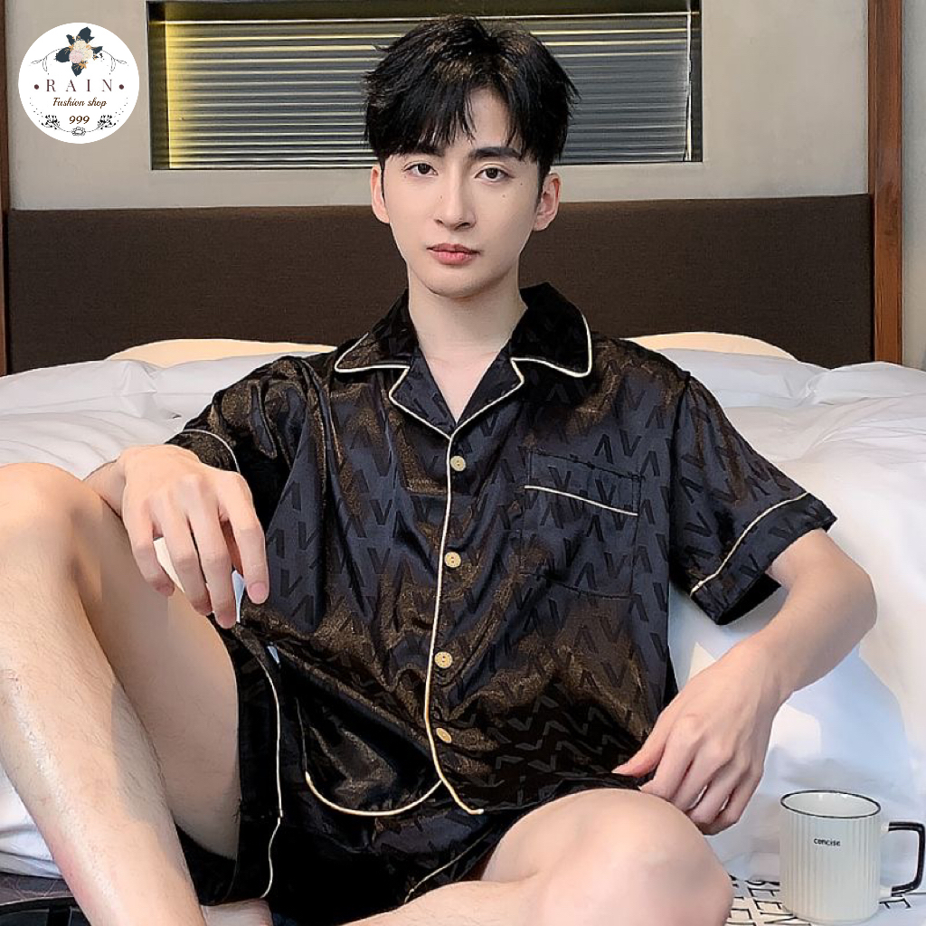 ชุดนอนผ้าซาติน ลาย V เสื้อแขนสั้น-กางเกงขาสั้น XXL-5XL และ เสื้อแขนสั้น-กางเกงขายาวXXL ผ้านิ่ม ลื่น เย็น สบาย พร้อมส่ง