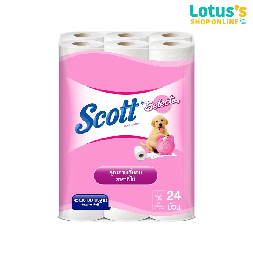 สก็อตต์ ซีเลคท์ กระดาษชำระแบบม้วน (แพ็ค 24 ม้วน) SCOTT SELECT PACK 24 ROLLS