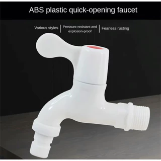 ก๊อกน้ำพลาสติก PVC 1/2" 4 หุน ด้ามโยก สีขาว เนื้อหนาPVC-KK