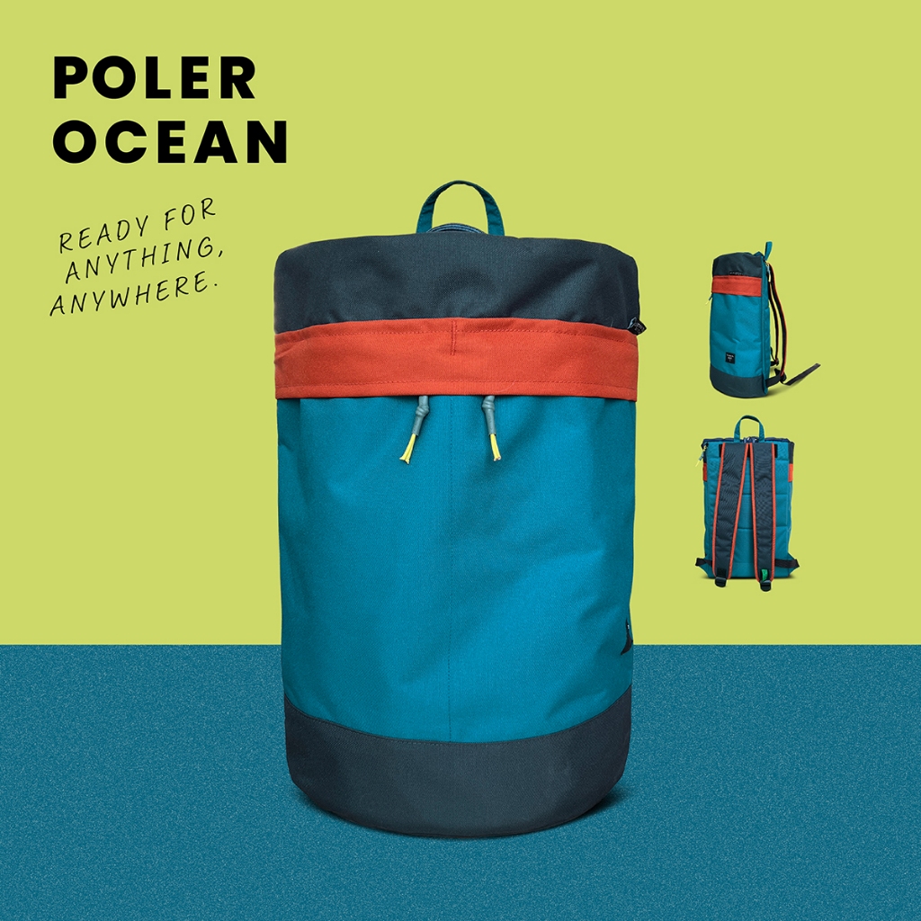 Poler relife ocean bag กระเป๋าเป้ใบใหญ่ รุ่นโพเลอร์ สีฟ้าน้ำทะเล