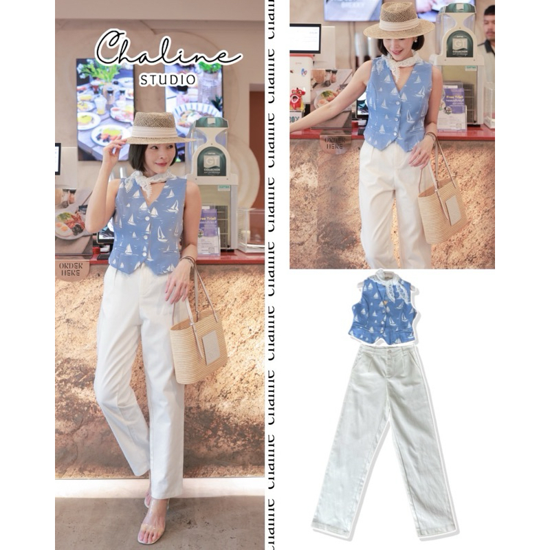 chaline Set 3 pcs. เสื้อVest เนื้อผ้าคอตตอนอย่างดี พิมพ์ลายน่ารัก สีสวย
