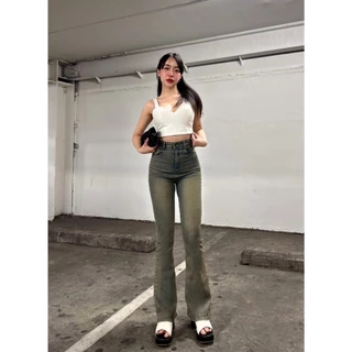 กางเกงยีนส์ขายาว สีสนิมทอง ฮิตมากแม่ สวยตาแตกมากแม่ ขาม้าเอวสูงปรี๊ดดดด สูงสะใจ สวยเก็บพุงเก็บทรง ทำให้ขาเพรียว เรียวสวย
