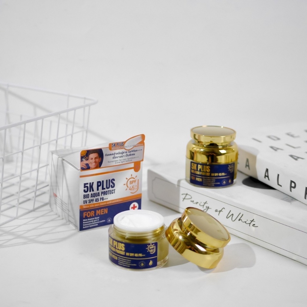 5K plus Bio AQUA PROTECT UV SPF 45 PA+++ FOR MEN กันแดดสำหรับผู้ชาย SPF45pa+++เนื้อบางเบา เป็นพิเศษ 15กรัม