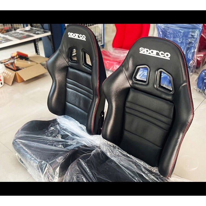 เบาะแต่งรถยนต์ เบาะซิ่ง เบาะหนัง Sparco หนังสีดำ แถมขา-รางทั่วไป แปลงใส่ได้ทุกรุ่น พร้อมส่งวันนี้