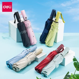 Deli ร่มกันแดดอัตโนมัติ ร่มกันฝน กันยูวี ป้องกันแสงแดดและกันฝนได้ดี น้ำหนักเบา พับเก็บได้ พกพาง่าย Umbrella