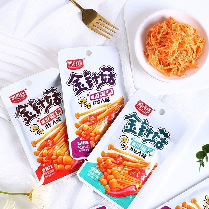 เห็ดเข็มทอง 麻辣金针菇 รสเผ็ด ขนาด24กรัม เห็ดเข็มทอง ขนมทานเล่น อร่อย มีให้เลือก3รสชาติ พร้อมส่ง