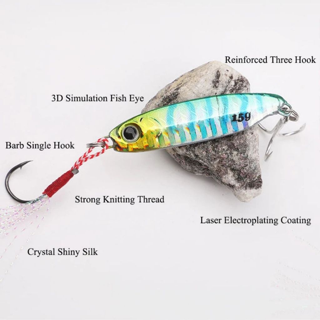 เหยื่อจิ๊ก เหยื่อตกปลา เหยื่อไมโครสะท้อนเเสง น้ำหนัก 7/15/25 กรัม วัสดุเหล็ก ตะขอคาร์บอน เเข็งเเรง คละสี พร้อมส่ง - รูปที่ 5