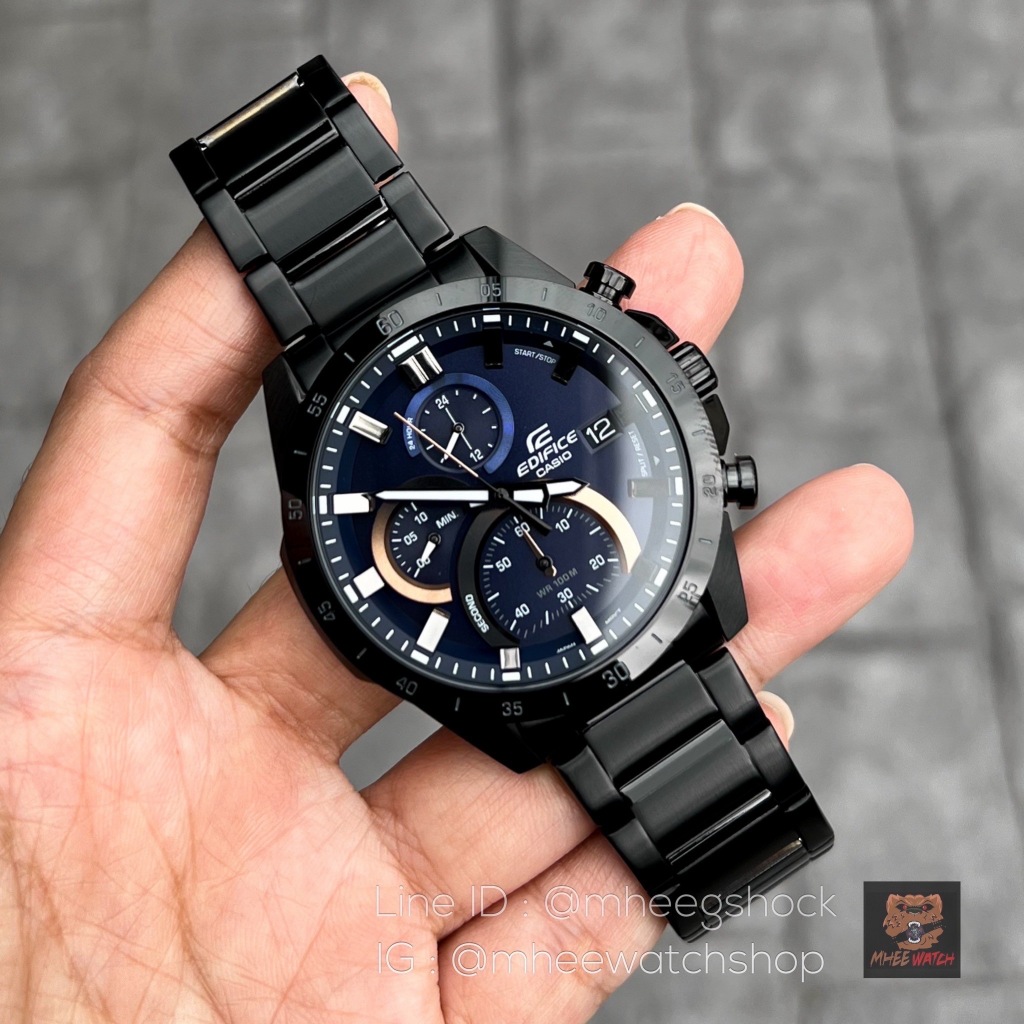 Casio Edifice Chronograph PVD  Black Deep Blue Rosegold Dial EFR-571DC-2AVUDF