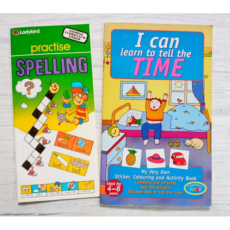 Sale 2 books set I can learn to tell the time Practise Spelling หนังสือภาษาอังกฤษ หนังสือเด็ก สะกดคำ