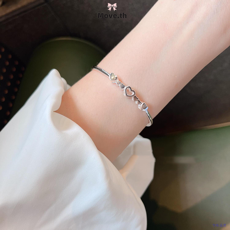 ในไทย-พร้อมส่ง✨สร้อยข้อมือ รูปหัวใจ ฉลุลาย ใหม่สไตล์จีน แฟชั่นสําหรับผู้หญิง ปรับขนาดได้ เครื่องประดับแฟชั่น-Move