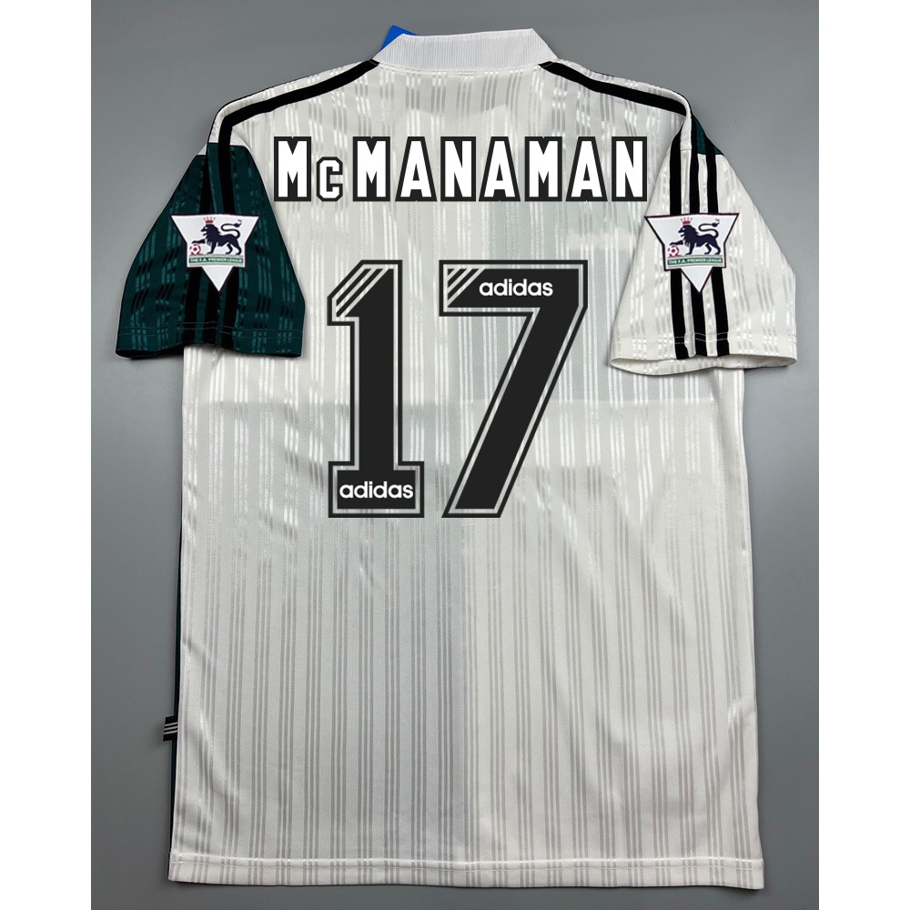 เสื้อบอล ย้อนยุค ลิเว่อพูล เยือน 1995 Retro Away พร้อมเบอร์ชื่อ 17 McMANAMANN อาร์มพรีเมียร์ลีค เรโทร คลาสสิค