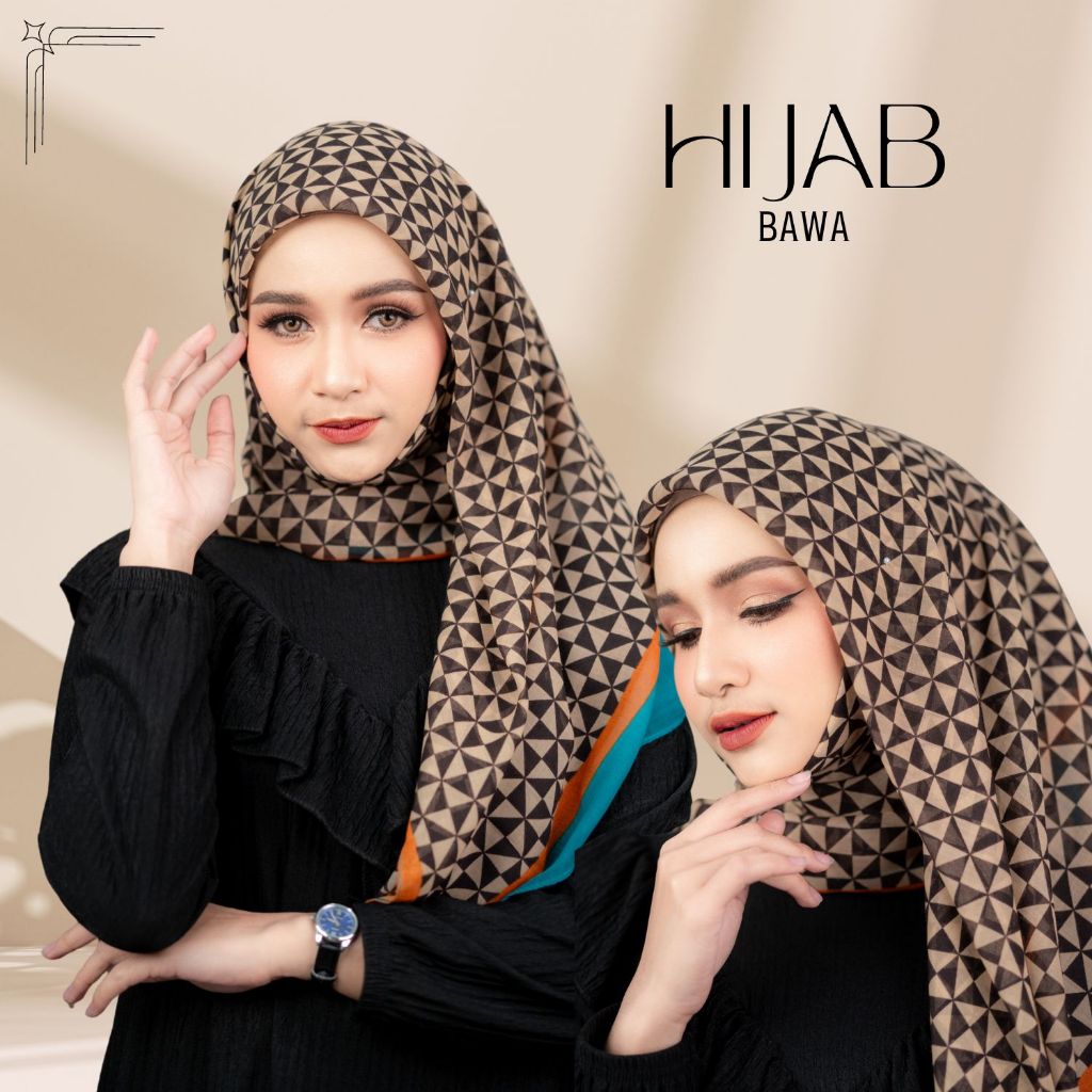 ผ้าคลุมบาวา พิมพ์ลาย หน้าโค้ง ผ้าพับสามเหลี่ยมพันง่าย ใช้คลุมศรีษะ คลุมไหล่ HK28 วาริสมุสลิม