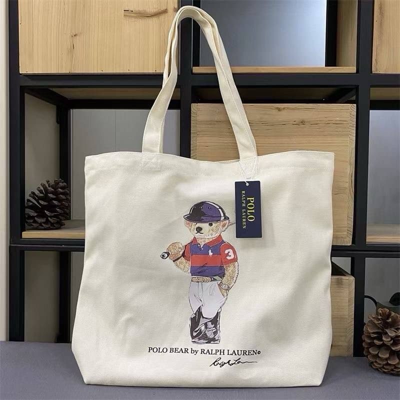 Polo Ralph Lauren Flag Polo Bear Tote Shoppers❤️💙🤍แท้💯