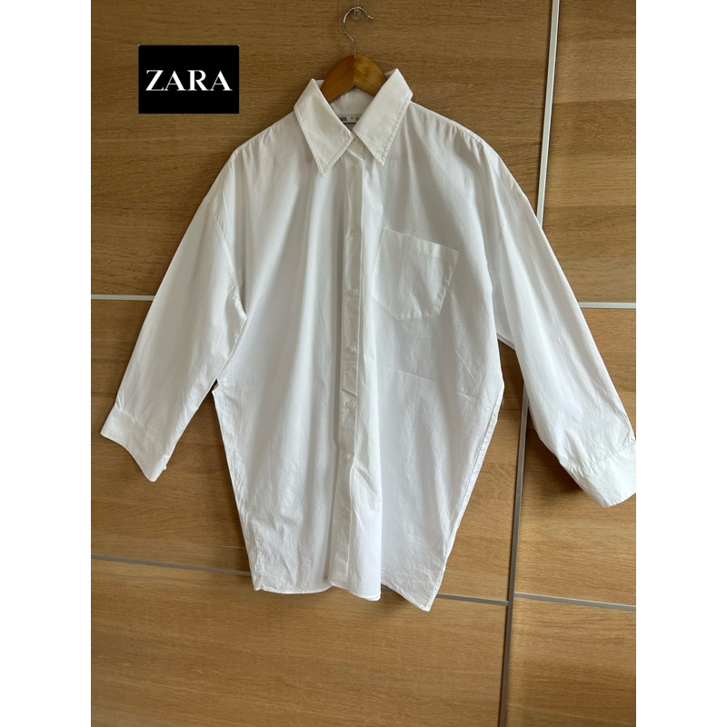 ZARA x cotton x S x Dress shirt oversized ทรงเท่ห์มาก อก 50 ยาว 35 Code: 2920(6)