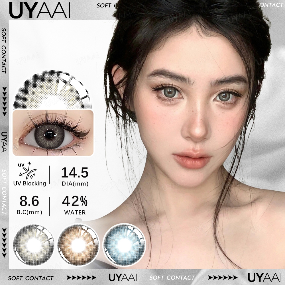 ได้รับเลนส์ 2คู่ในราคา 79 บาท【COD】UYAAI NANALAM Series ค่าสายตา 0.00~-6.00 คอนแทคเลนส์สายตาสั้นแห่งปี 14.5 big eye OMG