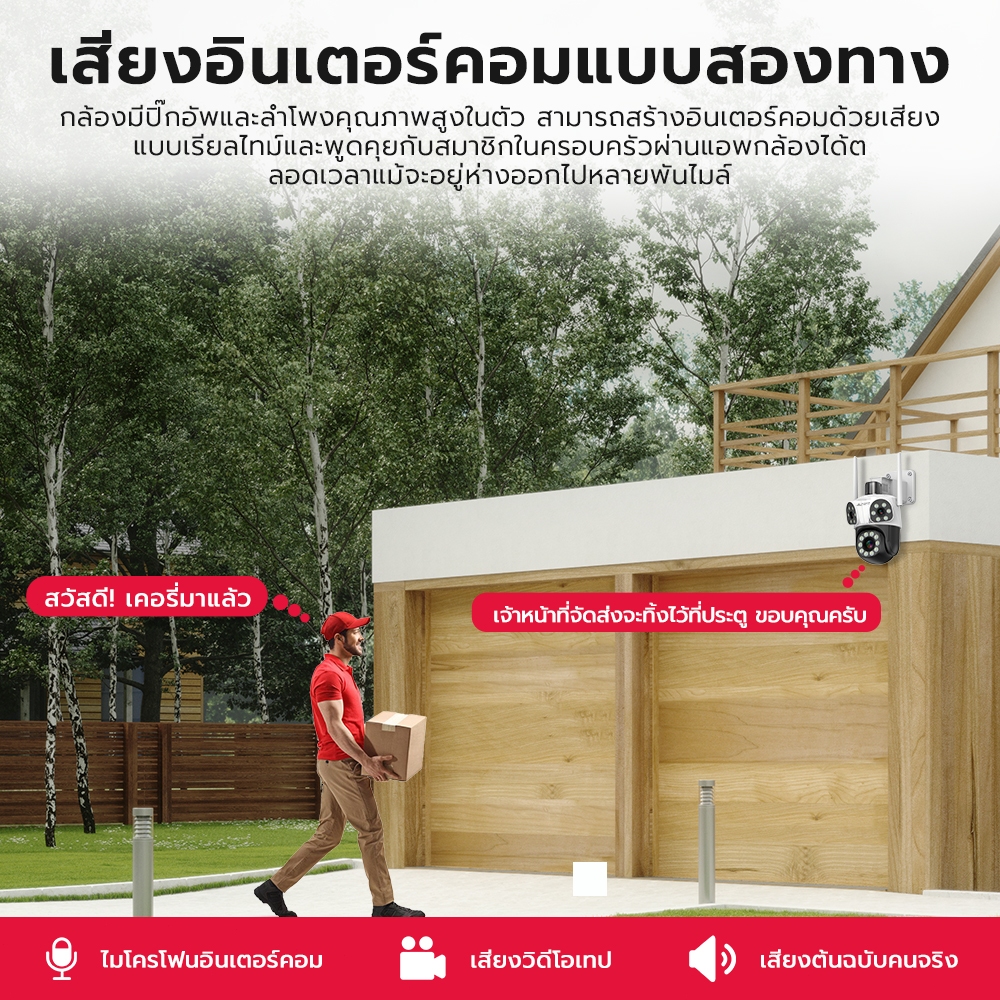 กล้องวงจรปิดไร้สาย 4K WiFi 3เลนส์ 3หน้าจอ กลางแจ้ง กันน้ำ 360 องศาการเฝ้าระวังไม่มีมุมตาย 10X Zoom