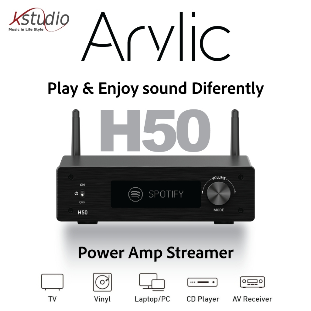Arylic H50 Wireless Stereo Amplifier DAC Streamer ที่มี Amplifier และ ตัวรับ-ส่ง บลูทธแบบ Hires