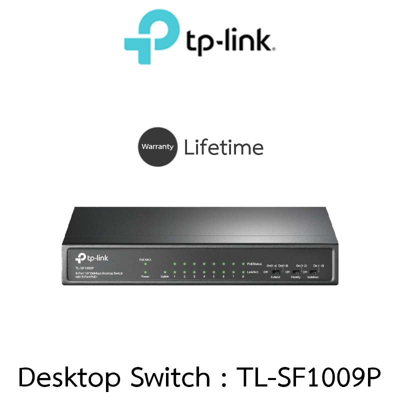 TP-Link 9-Port 10/100Mbps Desktop Switch with 8-Port PoE+ รุ่น TL-SF1009P