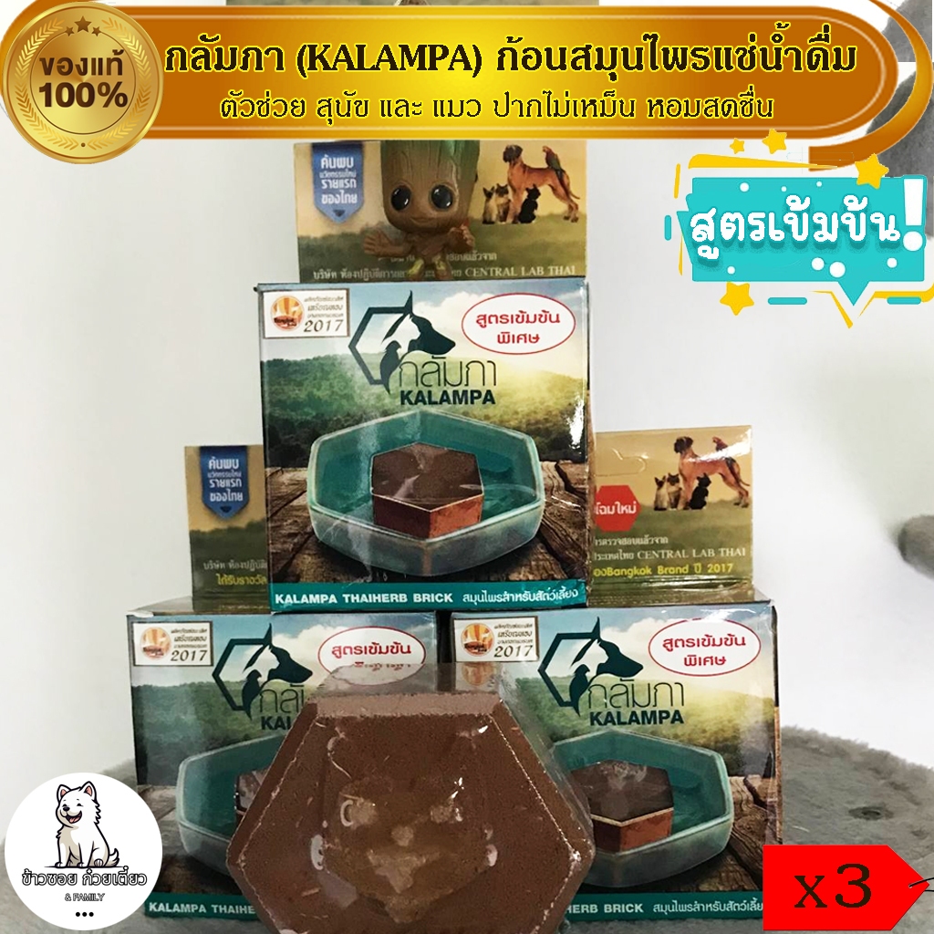 กลัมภา (KALAMPA) สูตรเข้มข้น ก้อนสมุนไพรแช่น้ำดื่มสำหรับสุนัข และ แมว แพค3