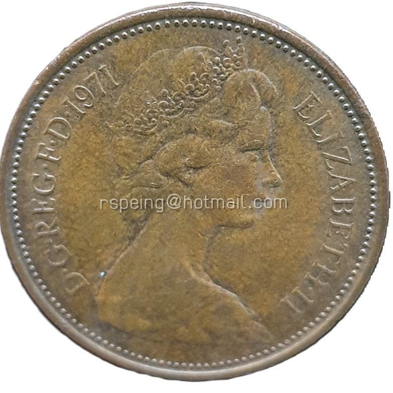 เหรียญต่างประเทศ อังกฤษ 2 เพนนี (New Pence) ปี 1971