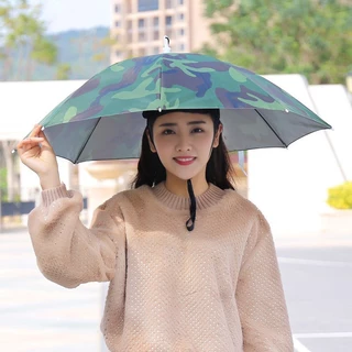 หมวกร่มใส่หัว หมวกร่ม 69cm หมวกร่มติดหัว กันแดดกันยูวี กันฝน สำหรับตกปลา กลางแจ้ง