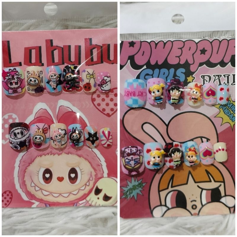 พร้อมส่ง ใน เล็บปลอมเด็กลาบูบู้ labubu ซานริโอ เล็บปลอมสวยซานริโอ คุโรมิ มายเมโลดี้ หมูเด้ง เล็บปลอมน่ารัก คุโรมิ