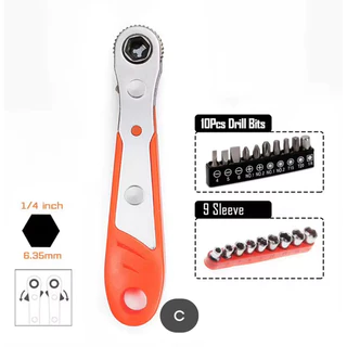 Hexagon Ratchet Spanner 1/4inch Mini Quick Release Socket เครื่องมือ มือจับในครัวเรือนซ่อมประแจไขควงสําหรับรถยนต์